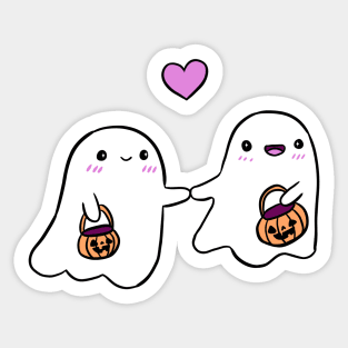 Cute halloween ghost couple in love Sticker